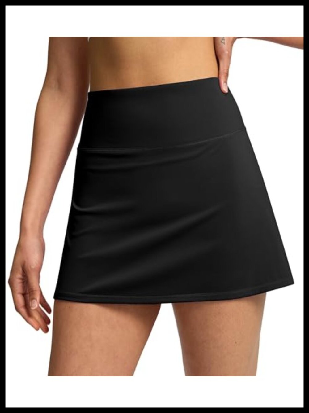 Women's Tennis Skort with Shorts, 2 Pockets, High Waist, 14.5"